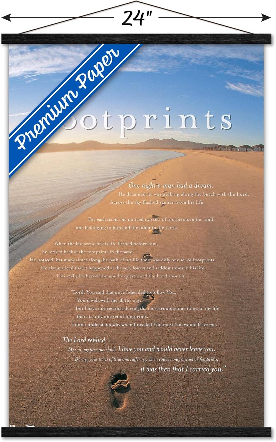 Trends International Footprints in the Sand Wall Poster, 22.375" x 34", Premium Print and Black Hanger Bundle