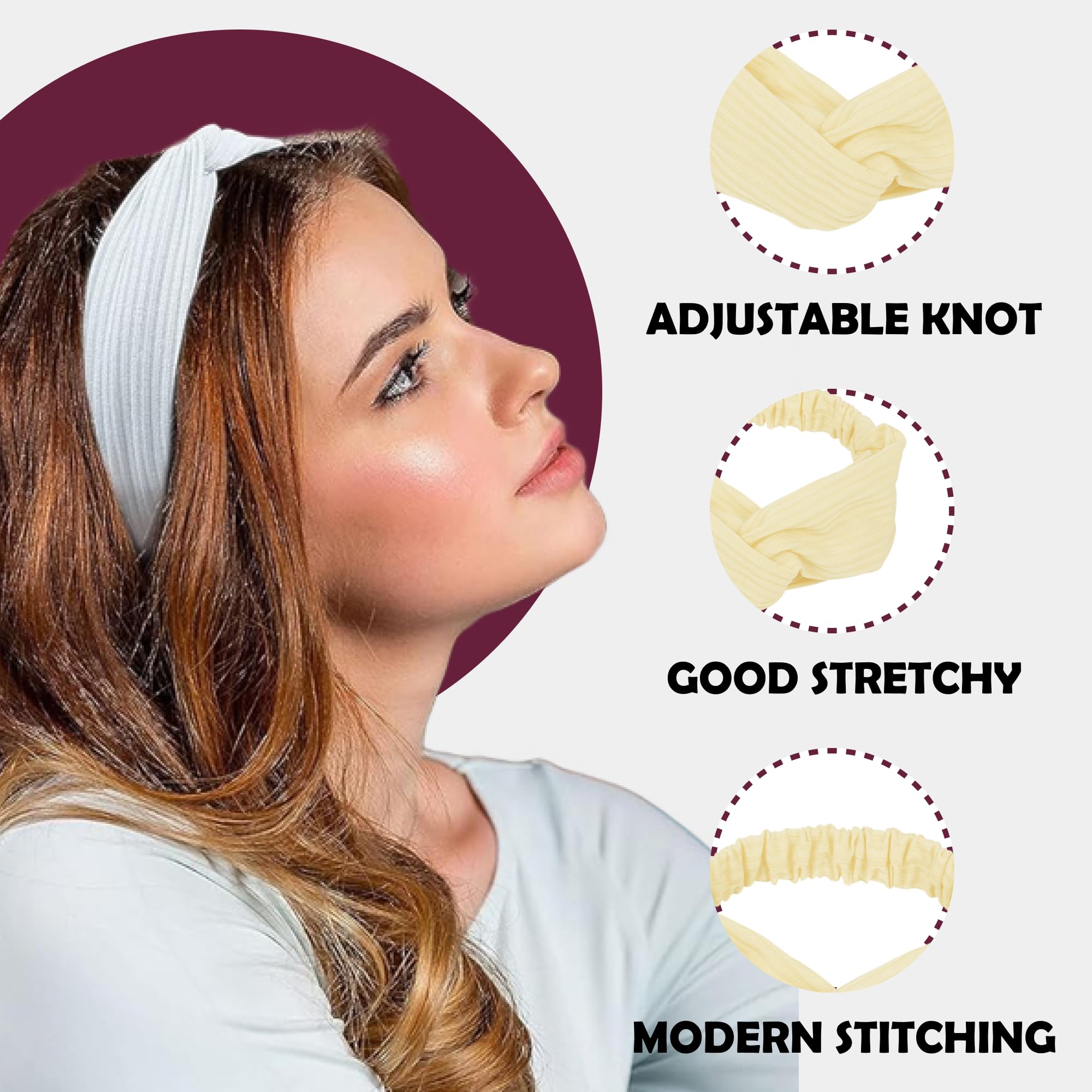 LOTUS78 Fasce per capelli da donna, confezione da 8, fasce per capelli in morbido tessuto per capelli da donna, fascia elastica per il sudore da donna, fasce per capelli da donna alla moda, fascia per