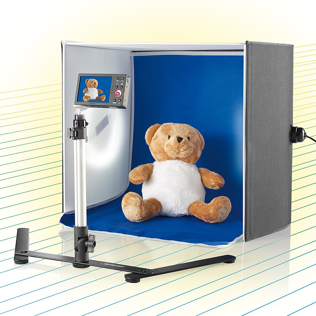 Somikon Produktfoto Box: Professionelle Foto-Studio-Box, Bluescreen/Whitescreen, Stativ (Photo Studio, professionelle Fotobox, Mini)