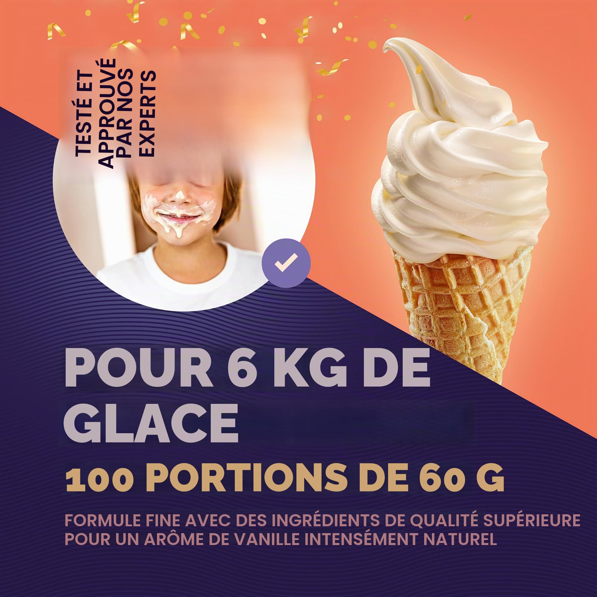 Bounce24 Préparation Glace Italienne Vanille 2 kg – donne 6 kg de glace | Lait entier en poudre inclus, juste de l'eau, crémeux, sans lait en plus