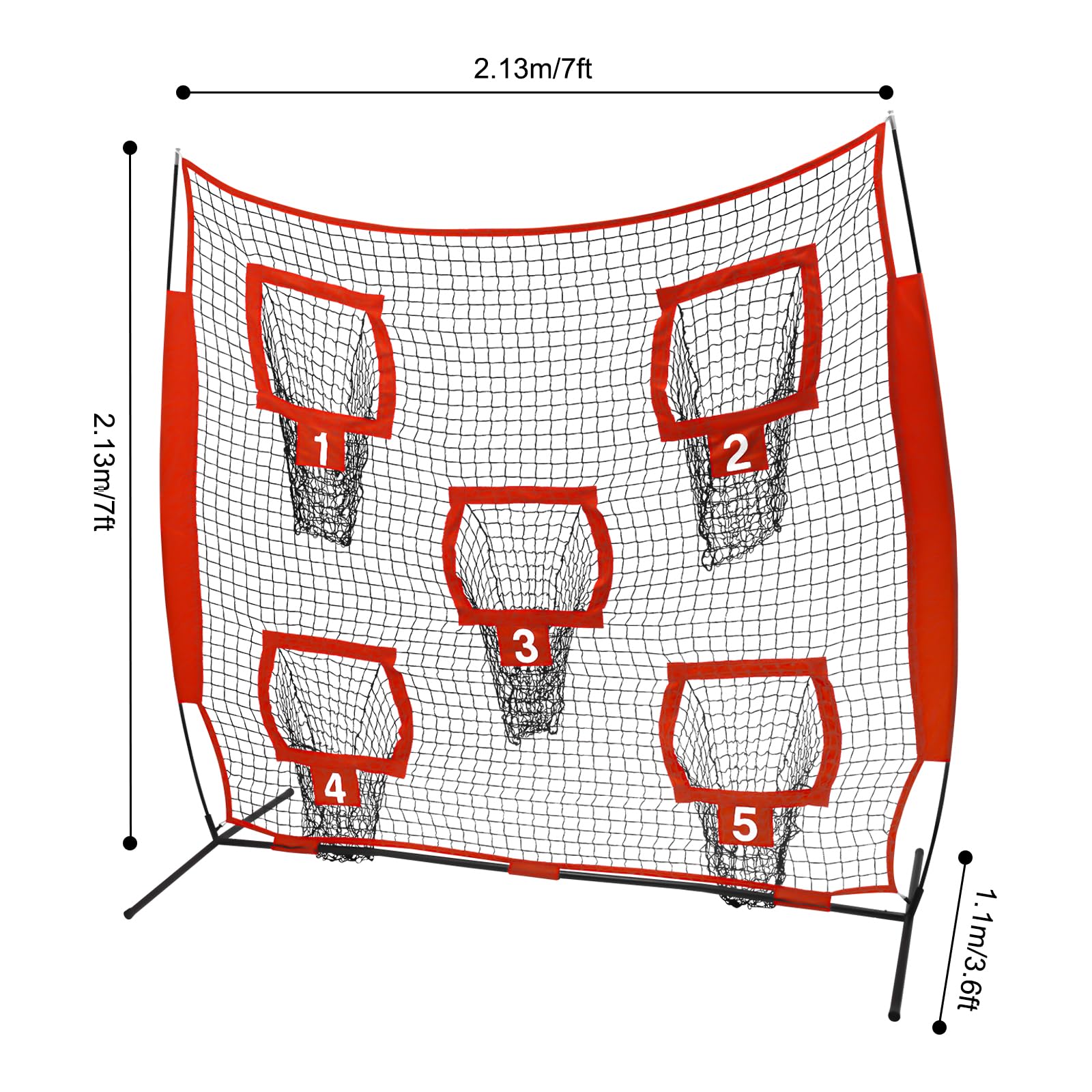 Filet de rugby avec 5 poches cibles, cadre pliable, sac de transport