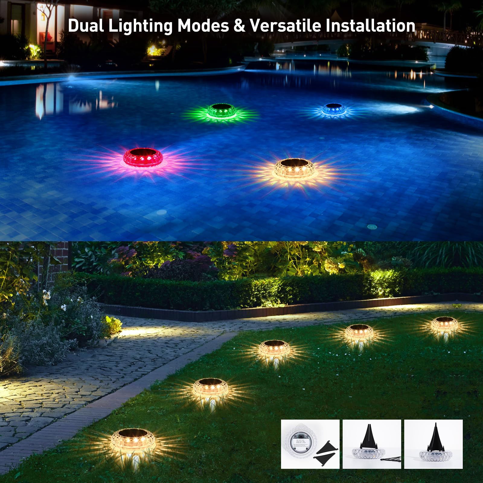 Schwimmende LED-Pool-Lichter, solarbetrieben, Pool-Lichter, die für den Innen-, Oberirdischen Pool/Teich/aufblasbaren Whirlpool/Badewanne/Party, Schwimmbadzubehör Essentials Dekorationen für den