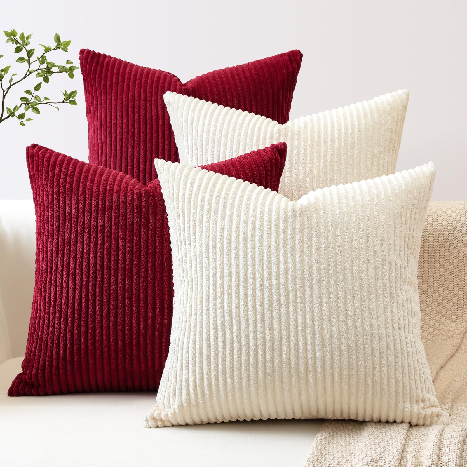 Housses de coussin velours côtelé style bohème pour canapé et lit cozy