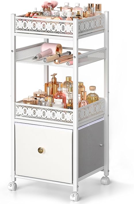 Makeup Organizer, Large Skincare Organizers, Make Up Organizers for Vanity, Makeup Storage Cosmetic Organizer with Drawer, Bathroom Vanity Organizer Makeup Holder Cart for Skin Care Hair Tool Beauty