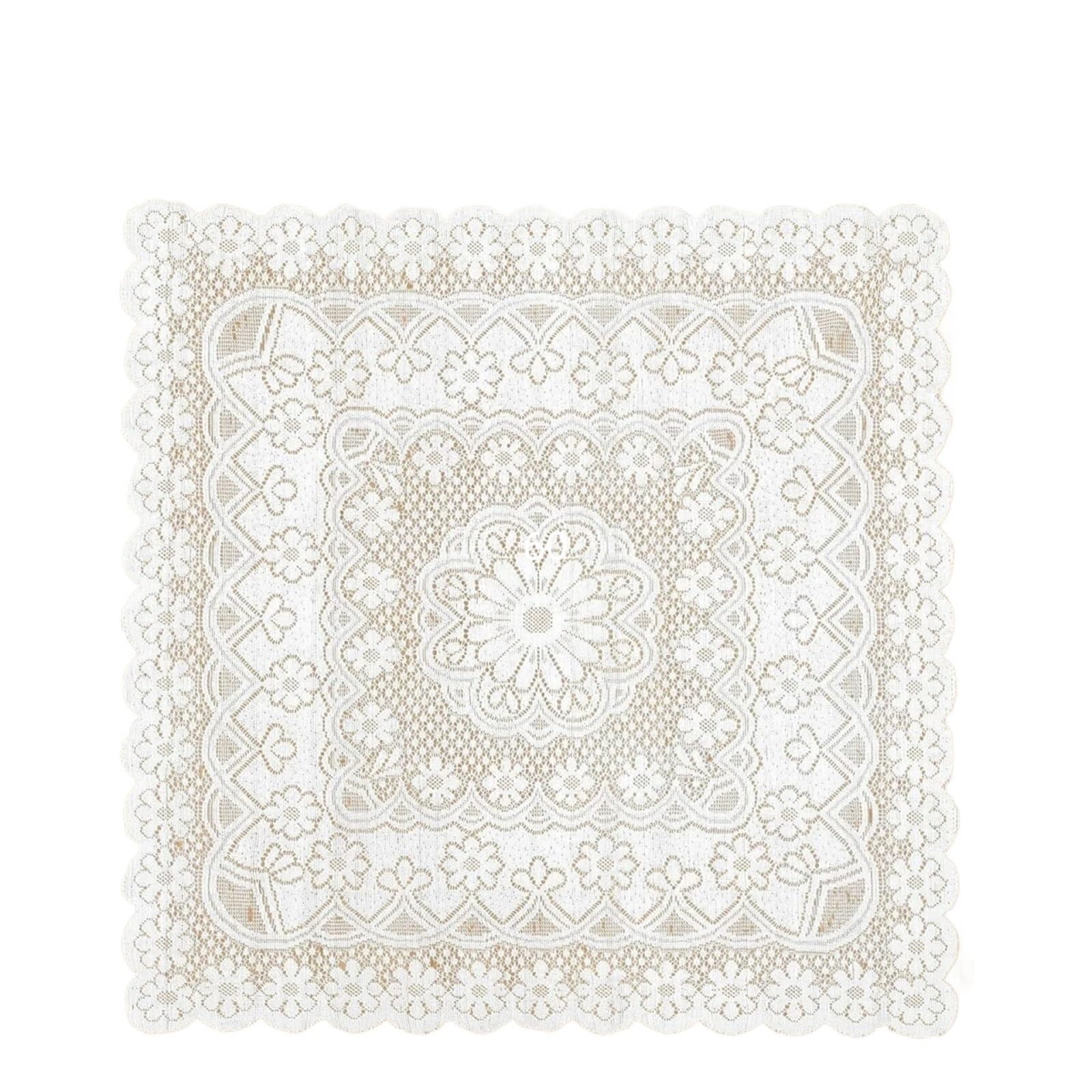 HYFEUOKF Lace Tablecloth White Embroidered Dinning Table Linen Cover Wedding Party Garden Home Decoration(60x60cm)