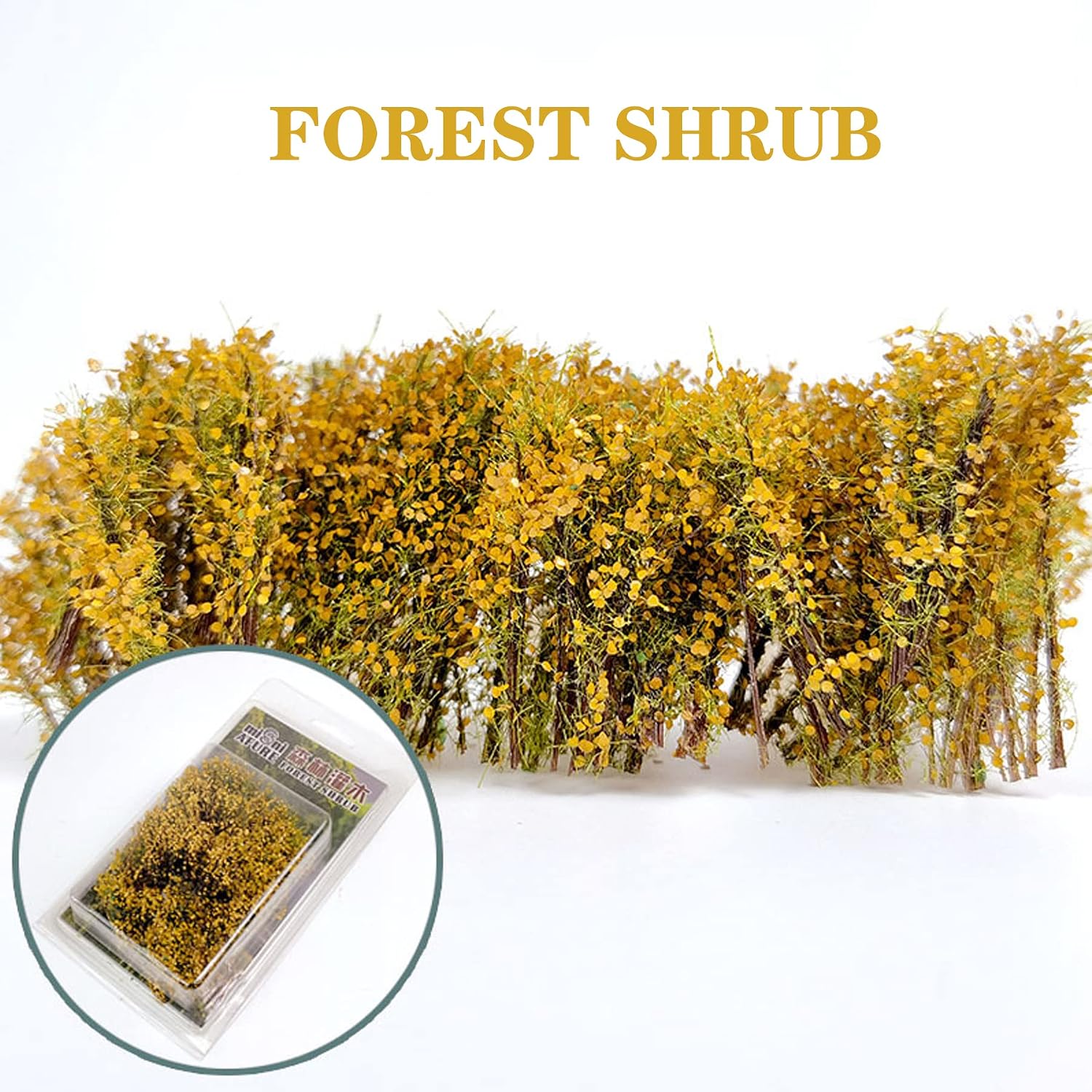 Woohome Miniature Shrubs Static Grass Tuft Model Bushes Long Shrub Vegetation Groups for DIY Model Train Landscape Railroad Scenery, Withered Yellow