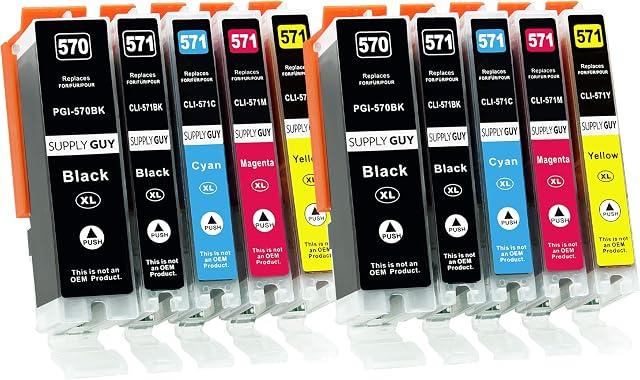10 Ink Cartridges compatible with Canon PGI-570 / CLI-571 for Canon Pixma MG5750 MG5751 MG5752 MG5753 MG6850 MG6851 MG6852 MG6853 TS5050 TS5051 TS5053 TS5055 TS6050 TS6051 TS6052