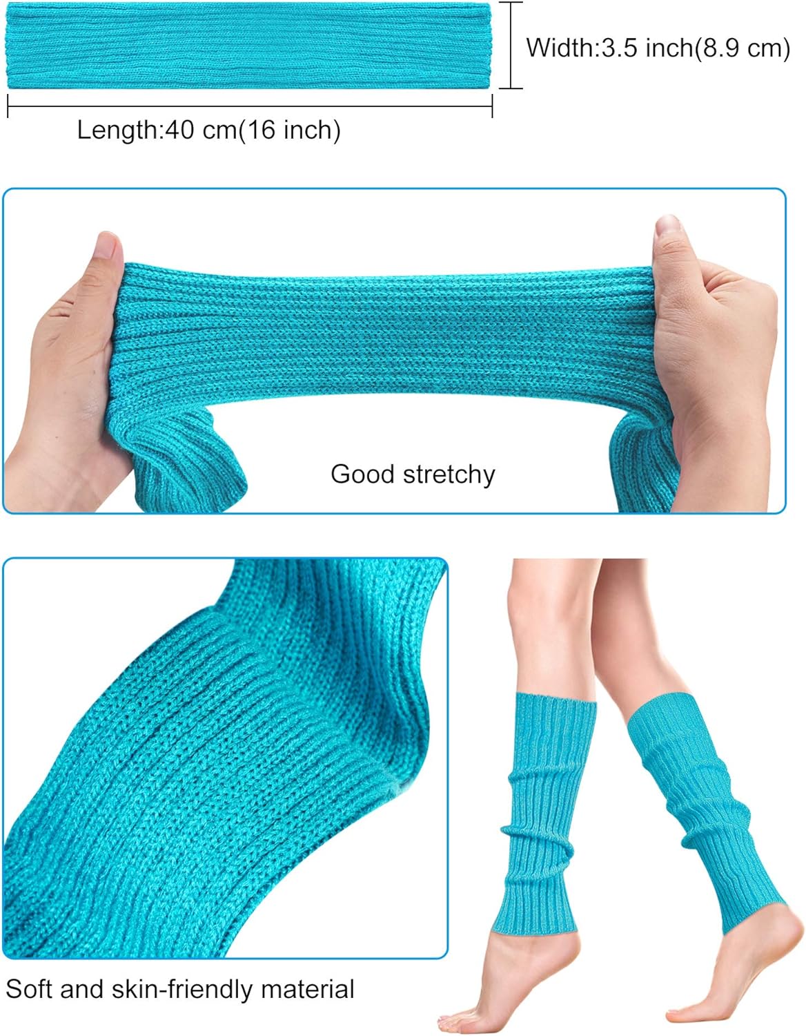 SATINIOR 8 Pairs Women Knit Leg Warmers 80s Eighty's Ribbed Leg Warmers for Party Sports - Image 2