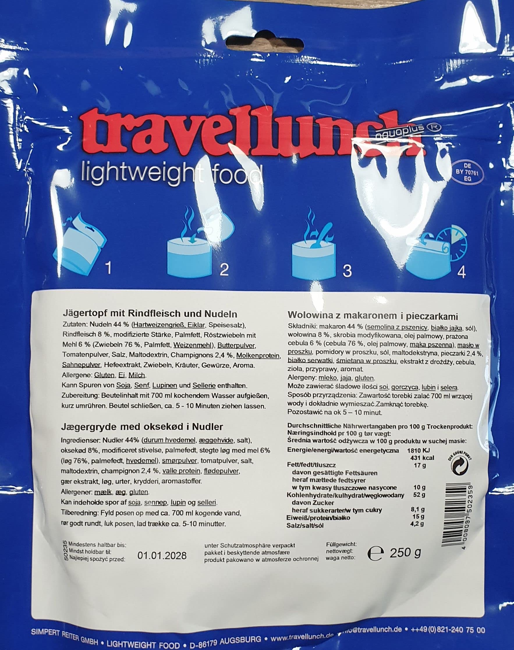 Travellunch Mahlzeit-Mix - Fleisch 6 x 250 g