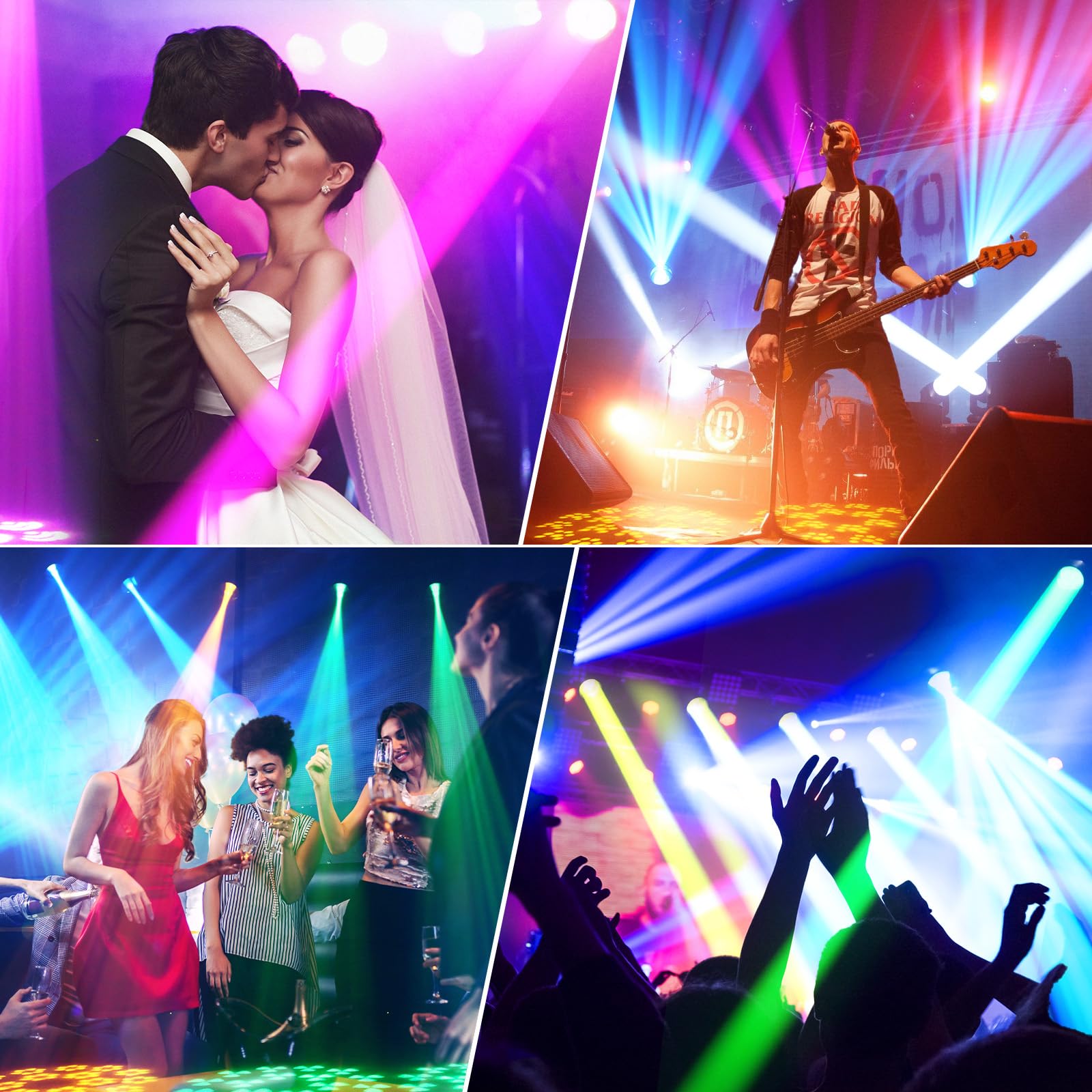 200W Lira LED Beam Testa Mobile Luci da Palcoscenico, RGBW Luci da Festa Focus Elettronico 14 Gobo 18 Prismi DMX512 Disco Luce Controllo del Suono per DJ Matrimonio Bar Concerto 2PCS