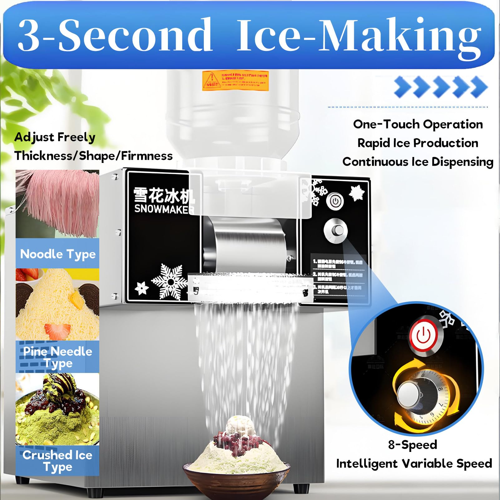 Máquina de Hielo en Escamas, fabricador de Hielo de enfriamiento rápido, máquina de Hielo automática, enfriamiento Veloz; Ideal para cafeterías, el hogar, Fiestas y reuniones. 180KG