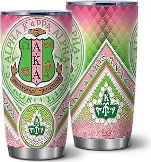 ATHAND AKA Sorority Tumbler, Pink and Green 1908 Inspired 20oz Insulated Stainless Steel Travel Coffee Mug with Lid, Friendship Gift Cup for Women, Sisters, Best Friends, Sorority Presents,1 Pcs