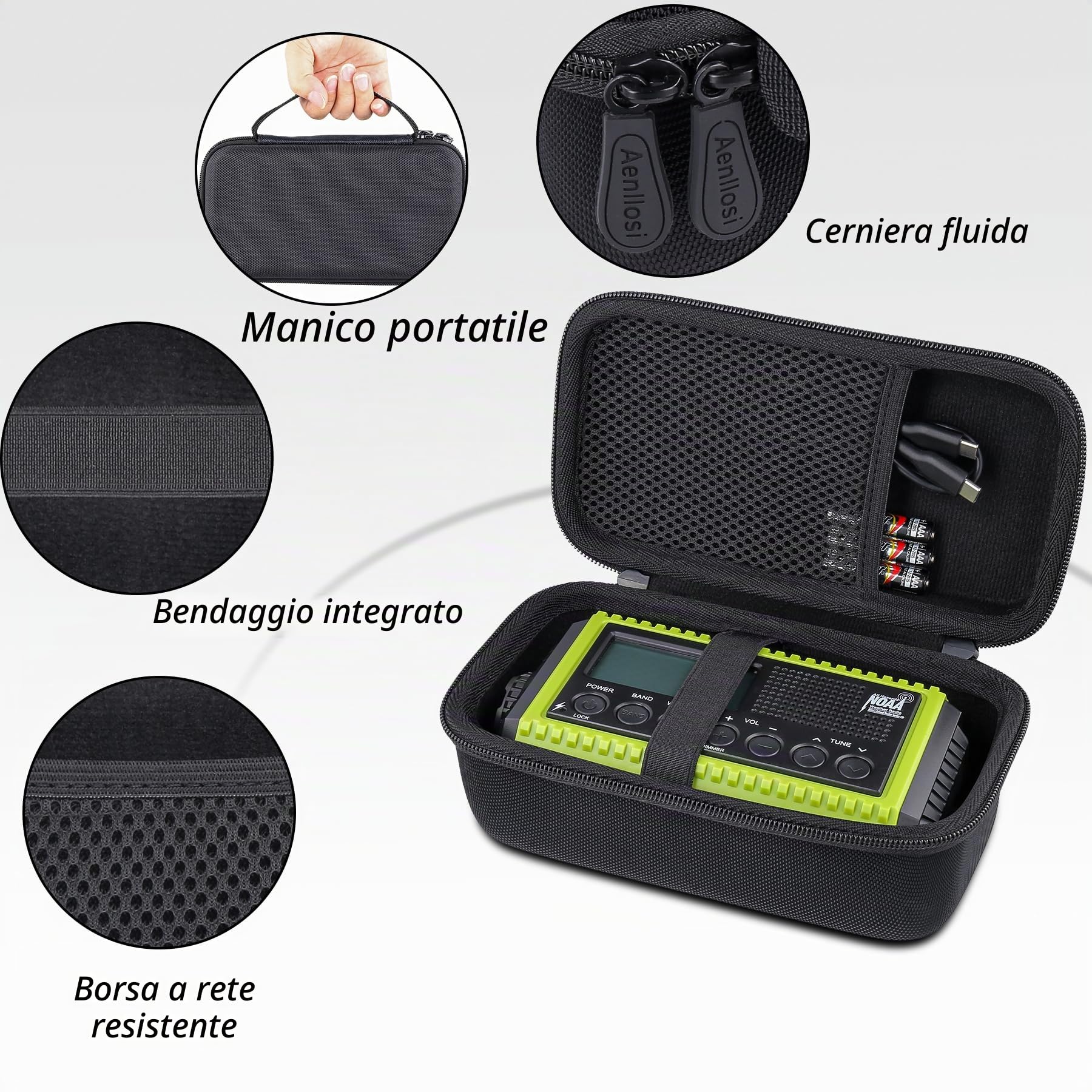 Aenllosi Custodia rigida compatibile con radio Dab/FM portatile e radio solare dinamo 5000 mAh (solo custodia)