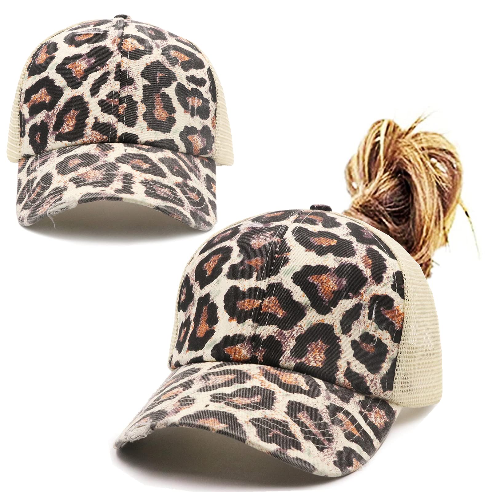 ProMindFunWomens Pony Hat High Ponytail Baseball Cap Girls Messy Bun Caps Camouflage Trucker Bad Hair Day Adjustable Dad Hat