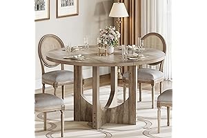 DWVO Round Wood Dining Table for 6
