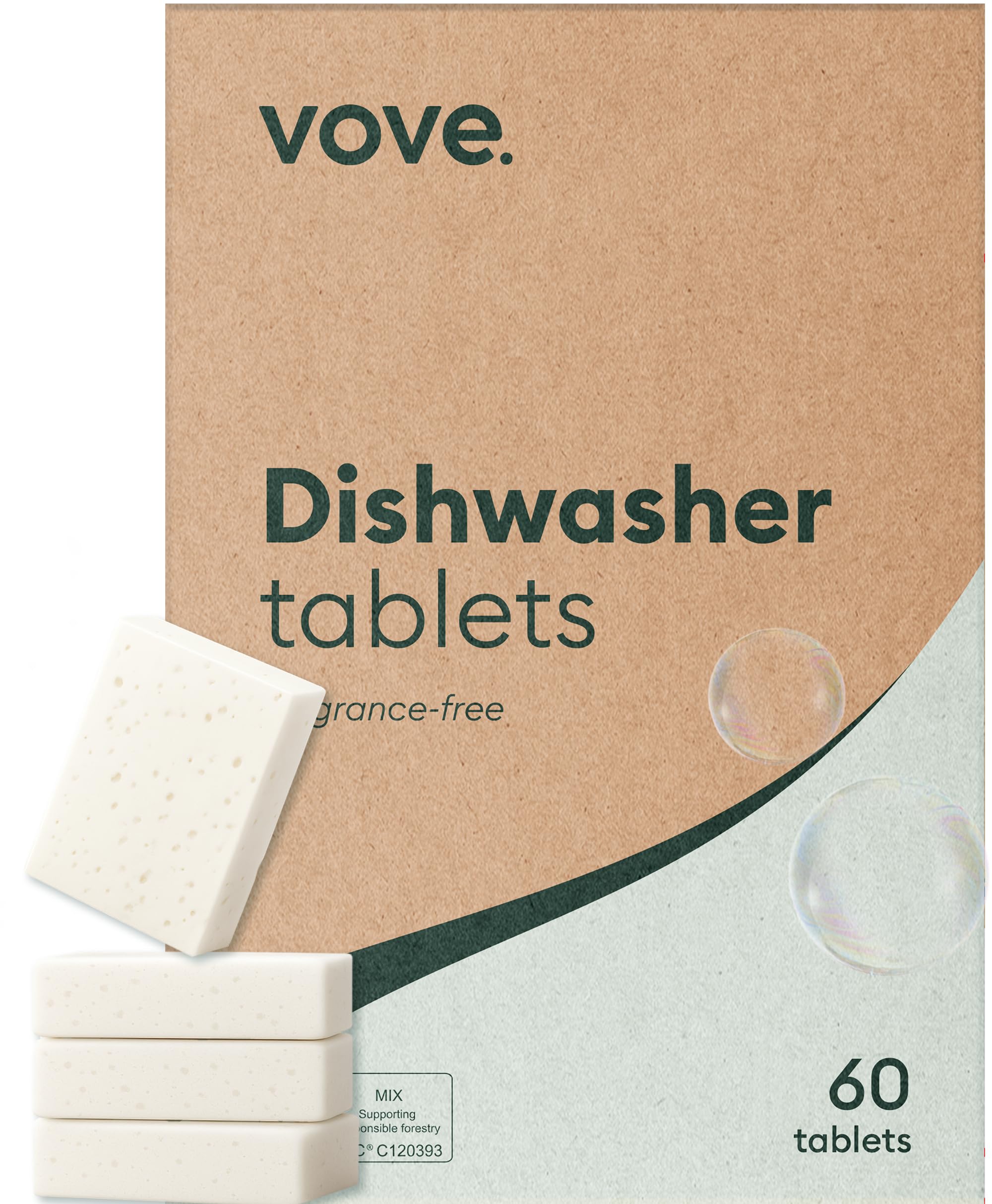 Vove | 30 Premium Eco Dishwasher tablets | All-in-one formula | Plant-Based & Biodegradable | Plastic free | No Rinse Aid or Pre-Needed | Vegan & Cruelty-Free | Made in EU