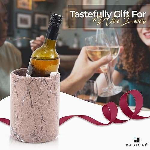 Miniatura 3 de Radicaln Enfriador de Vino de Mármol de 6.5 Pulgadas Marinara Hecho a Mano - Soporte para Botellas de Vino para Decoración de Bar, Enfriador de Vino