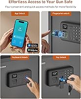 Vista 5 de Caja de seguridad inteligente BILLCONCH para múltiples pistolas - Caja fuerte con cerradura biométrica automática y pantalla LCD/guía