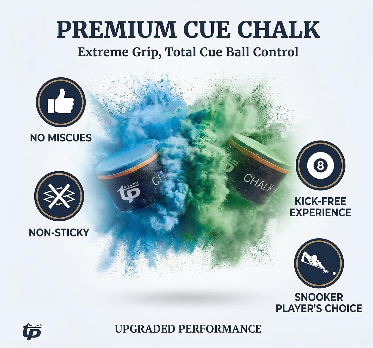 MUCHWIN Pool Cue Chalk Pro-Grade Low-Dust Formula — Tournament Cubes for Billiards, Snooker & 8-Ball — Fits Standard 10mm/12mm Magnetic Holders — Plastic Gift Box