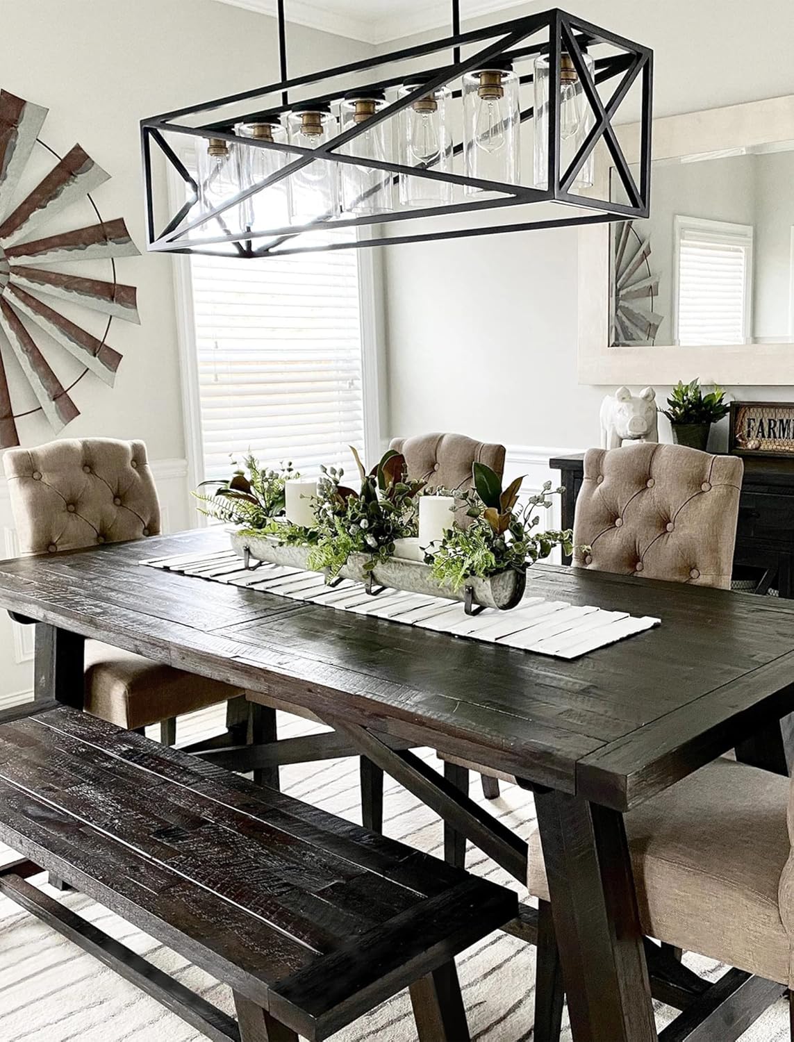 Wooden Table Runner,Natural Durable Wood Table Runner,50 x 12 Inches,Coffee Table Runner with Thick Felt Backing,Table Decorations for Dining Room,Farmhouse Decor,Wedding Decor,White