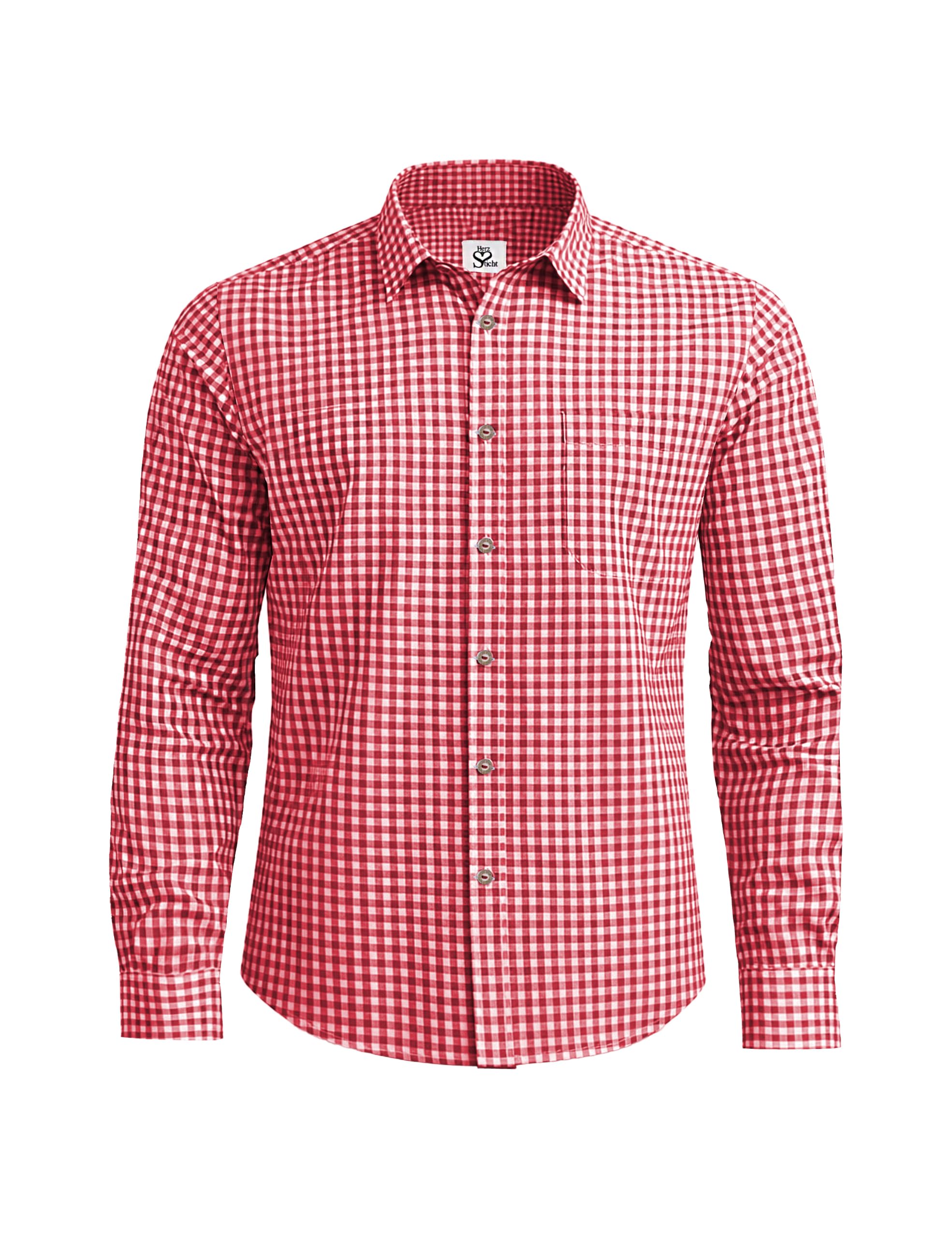 HerzSticht Herren Kariertes Trachtenhemd 100% Baumwolle (Modell: Hocheck)