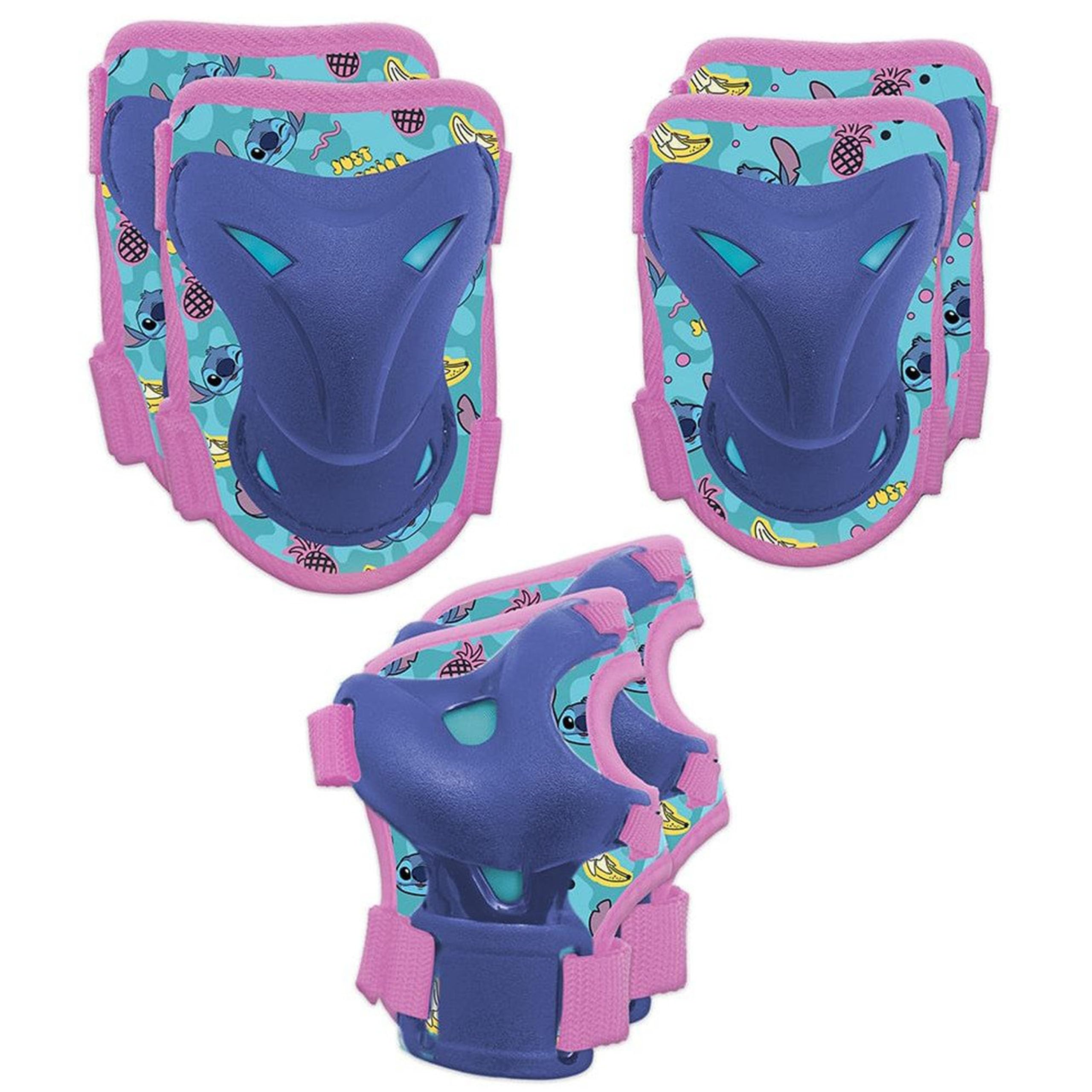 sarcia.eu DISNEY Stitch PROTEZIONI per bambini per biciclette, monopattini - SET ginocchia, gomiti, polsi (C)