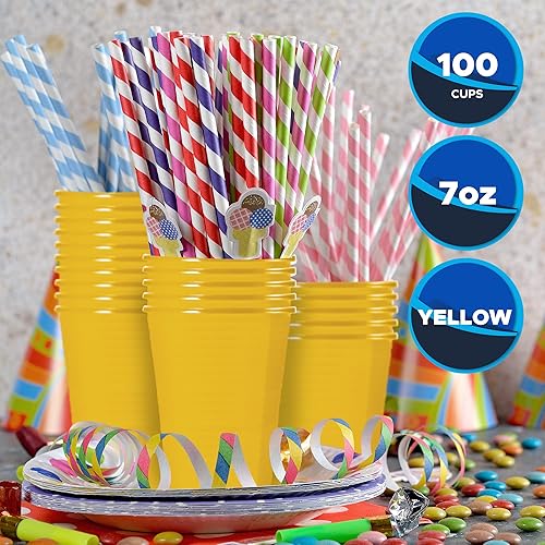 Miniatura 7 de PAMI Vasos coloridos de plástico de 7 onzas (paquete de 100)  Vasos desechables a granel  Vasos de colores sin BPA para té helado, gelatina, ponche,
