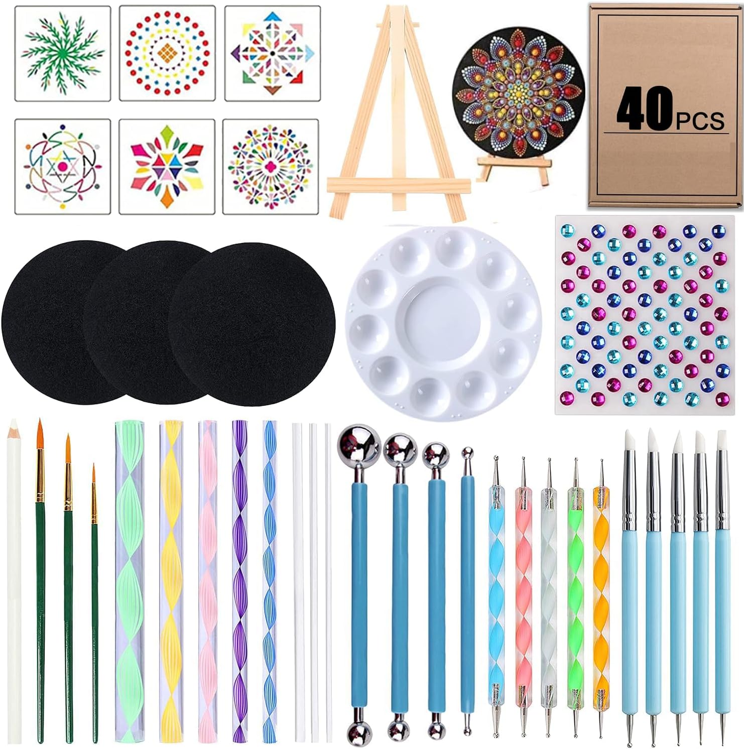 Mandala Dotting Tools Painting Kit - Rock Dot Paint Stencils Tool Set Art Craft Supplies Kits Tray Brush Zipper Pen for Nail Stone Mandala Arts Drawing Home Decor Activity