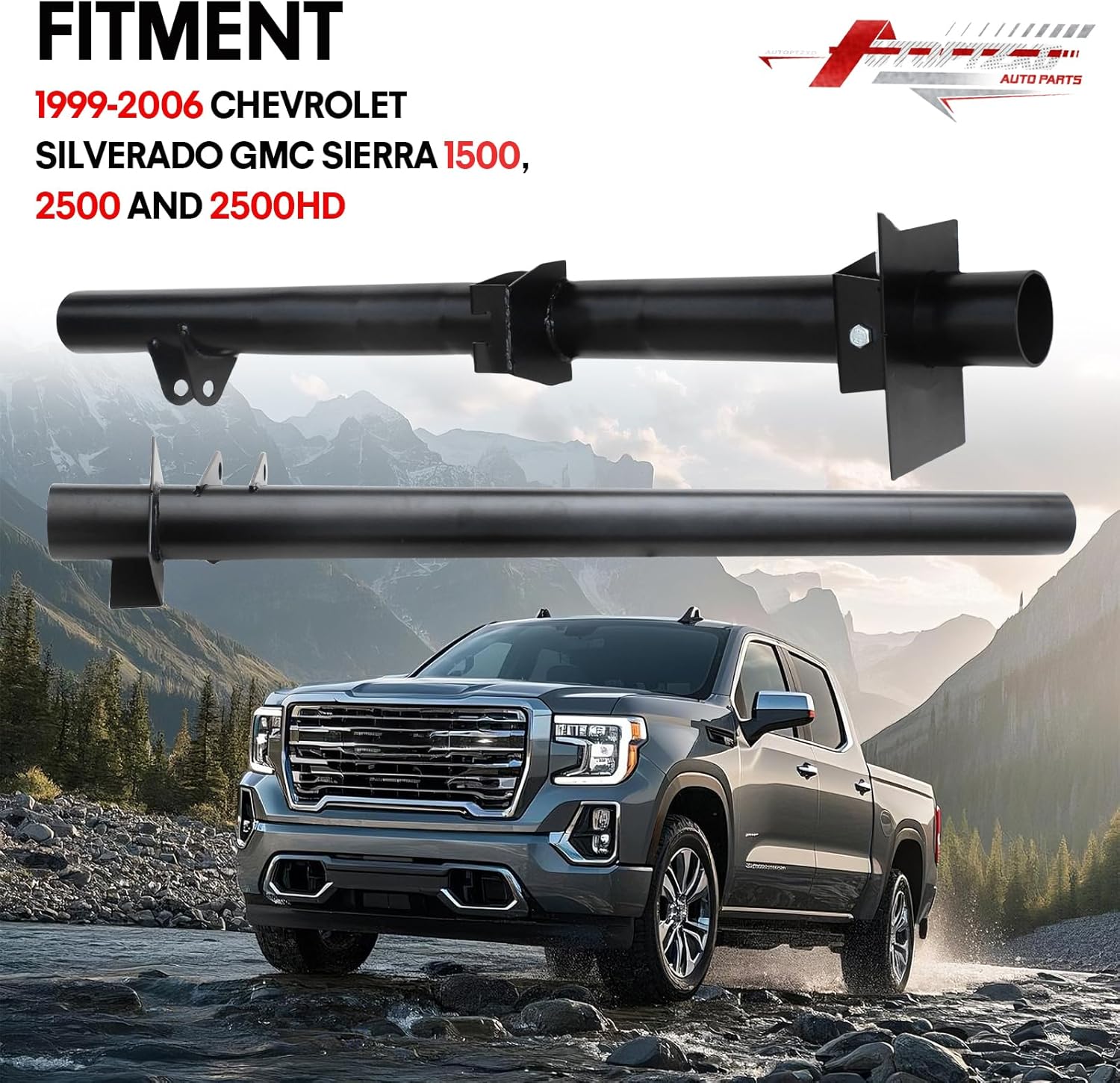 Rear Fuel Tank Support Crossmember and Rear Upper Shock Mount Crossmember Fit for 1999-2006 Chevy Silverado GMC Sierra 1500 2500 2500HD