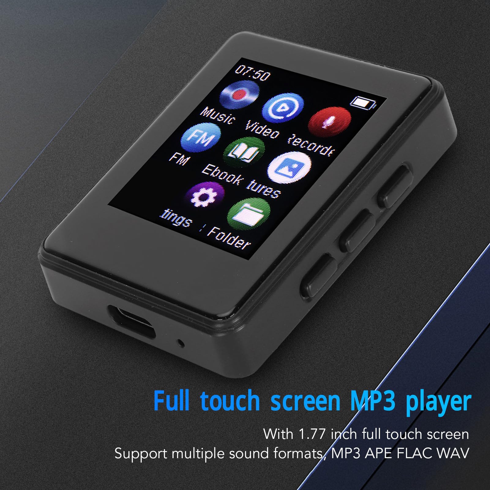 Lettore MP3 Bluetooth 5.0 Lettore Musicale Touchscreen con Audio Stereo HiFi per Correre e Studiare (Con scheda di memoria 64G)