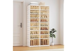 9-Tier Foldable Dust-Free Tall Collapsible Shoe Storage Cabinet