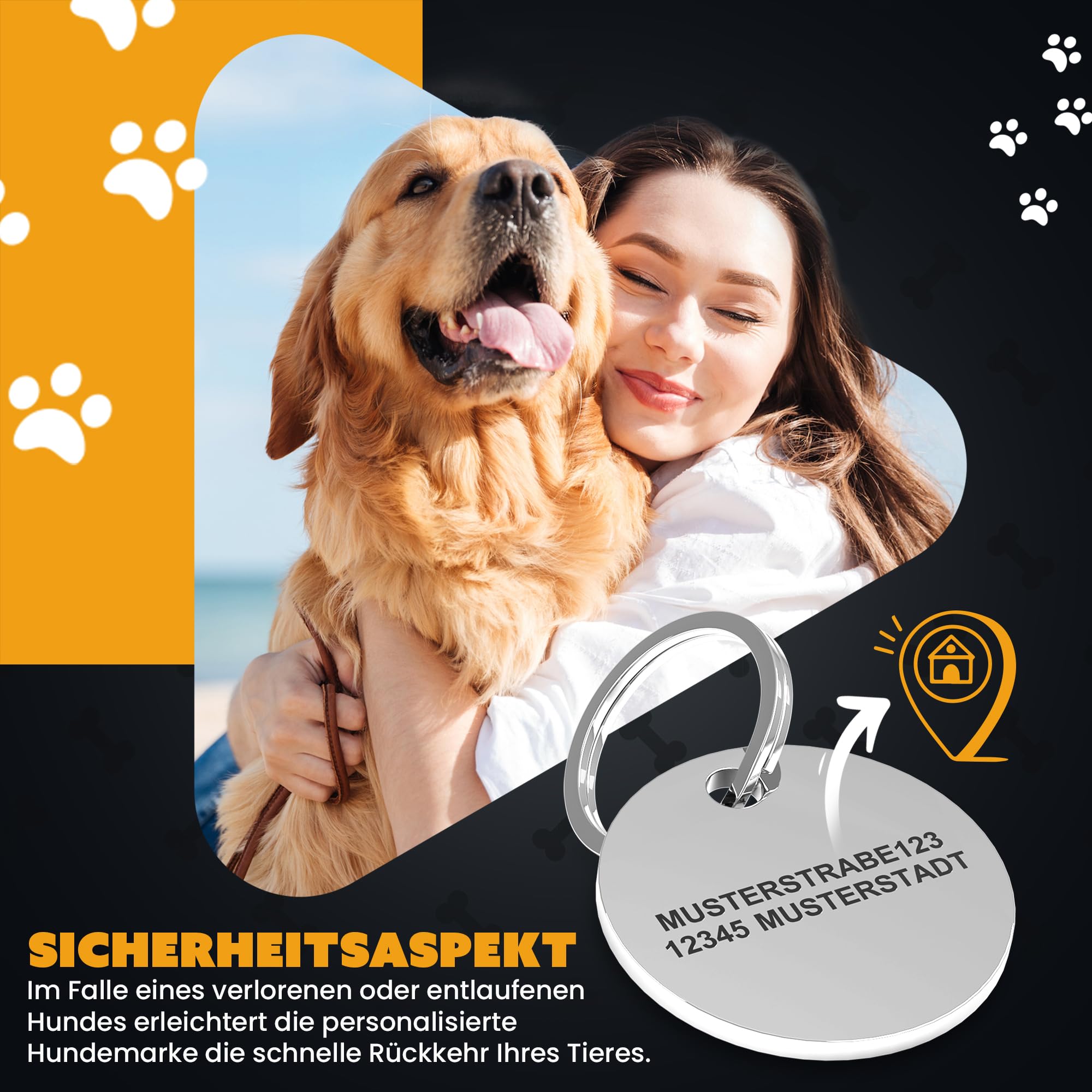 ROGGS Hundemarke Mit Gravur - Personalisierte Edelstahl Marke Mit QR Code Für Halsband