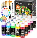 Shuttle Art Outdoor Acrylic Paint Set, 36 Colors 2oz/60ml Waterproof Acrylic Paint with 10 Brushes 1 Palette, Rich Pigmented Paints for Artists, Beginners on Rocks, Wood Crafts, Garden Statues