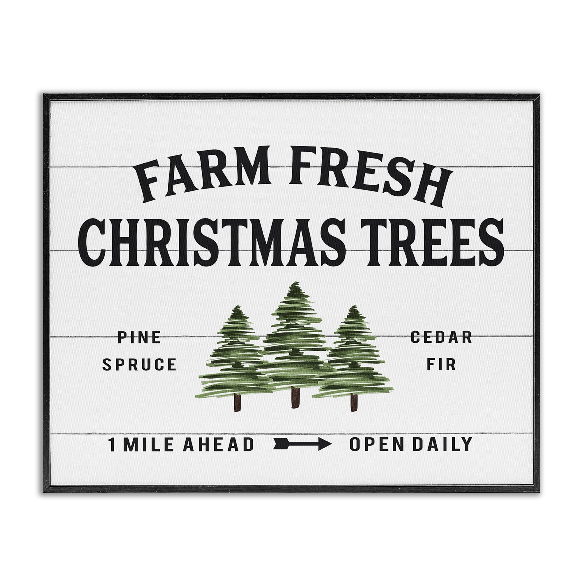 the stupell home décor collection white planked look holiday farm fresh christmas trees spruce and fir framed giclee texturized art, 16 x 20, multi-color