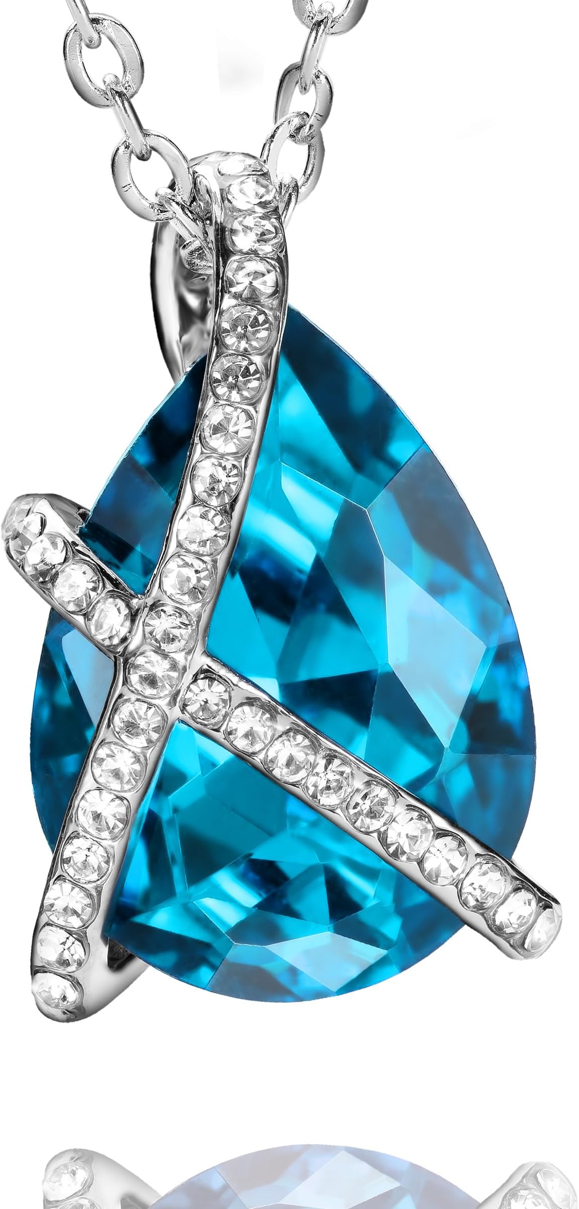 Gorgeous Silver Plated Pendant Necklace with Beautiful Tear Drop Crystal by, Quality Alloy Material, Shiny Silver Plating, Adjustable Chain, Nice Jewelry Box,