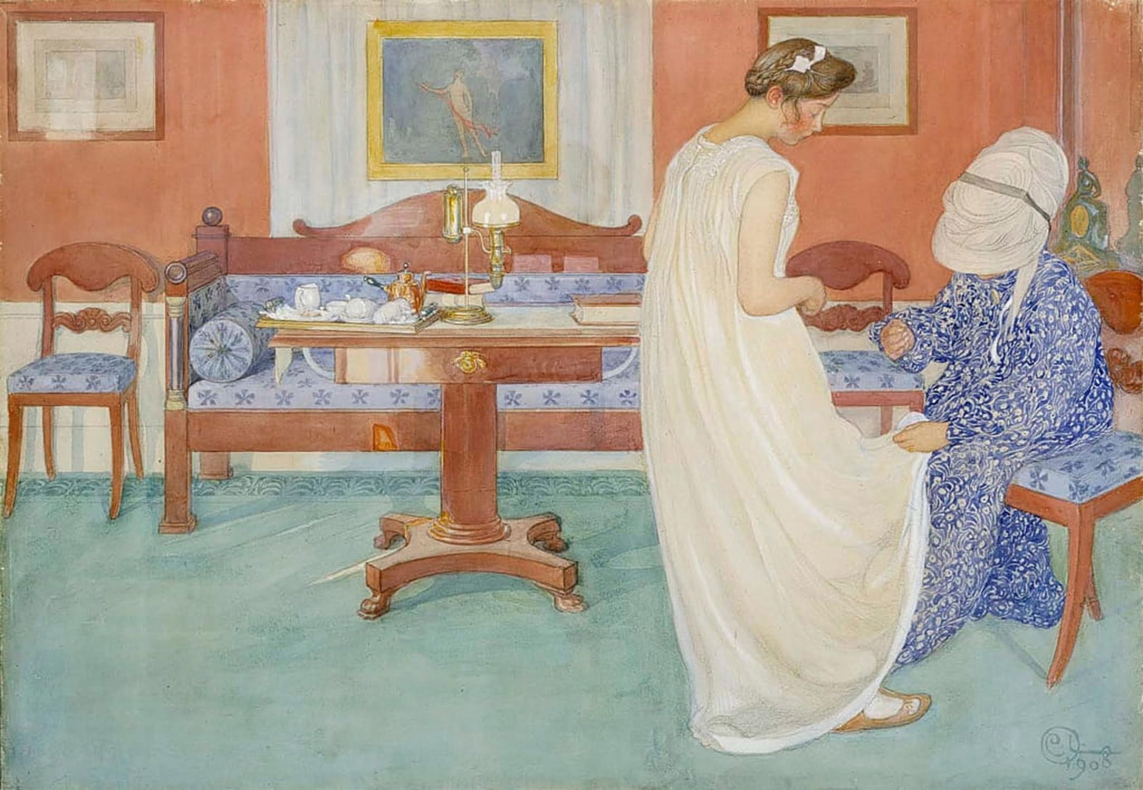 Serendipitp No Frame Retro Picture Poster Wall Art Pictures Painting The Bridesmaid By Carl Larsson Wall Art Canvas Print For Wall Decor 60X90cm