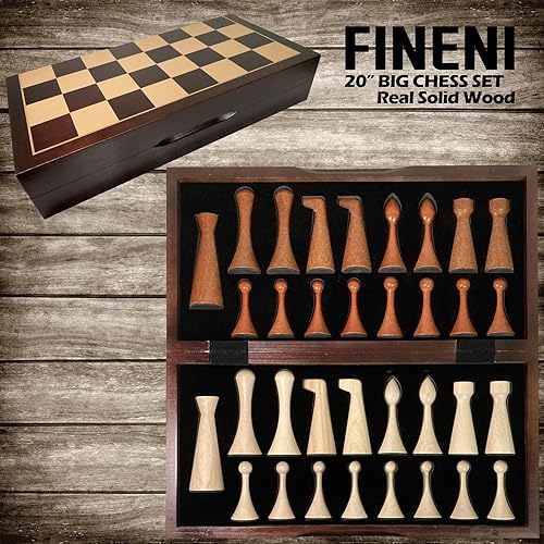 Miniatura 6 de FINENI Lujoso juego de ajedrez de madera maciza de color original real lujoso de 20 pulgadas. Juegos de tablero de ajedrez duraderos hechos a mano
