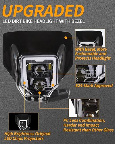 Miniatura 2 de Faro delantero LED para motocross con bisel apto para Husqvarna FE 250 350 450 450 501 701, TE150 250i 300i, FC250 350 450, TX125 Enduro 701 Pit