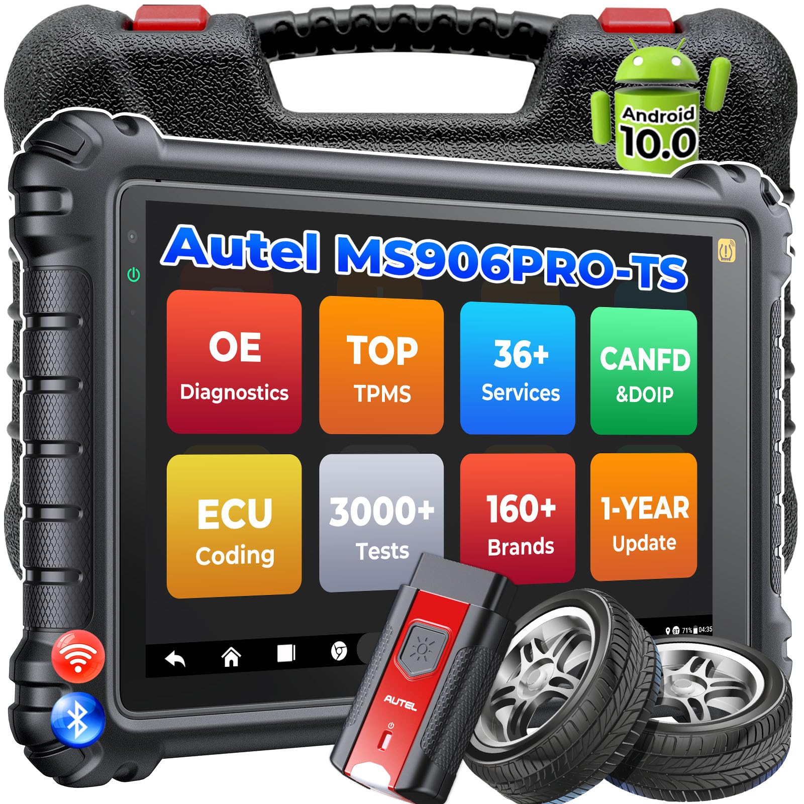 Autel MaxiSys MS906 Pro-TS Scanner, 2025 MS906PRO-TS Scan Tool Upgrade of MP900TS MS906MAX MS906 PRO MP900BT, Top TPMS Functions, 3000+ Active Tests, 36+ Services, CAN FD & DoIP, Auto Scan 2.0