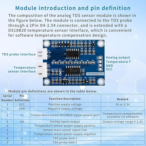 Miniatura 4 de EC Buying TDS Módulo de sensor de detección de calidad de agua con módulo de sólidos disueltos XH2.54-3Pin Voltaje de fuente de alimentación 3.3