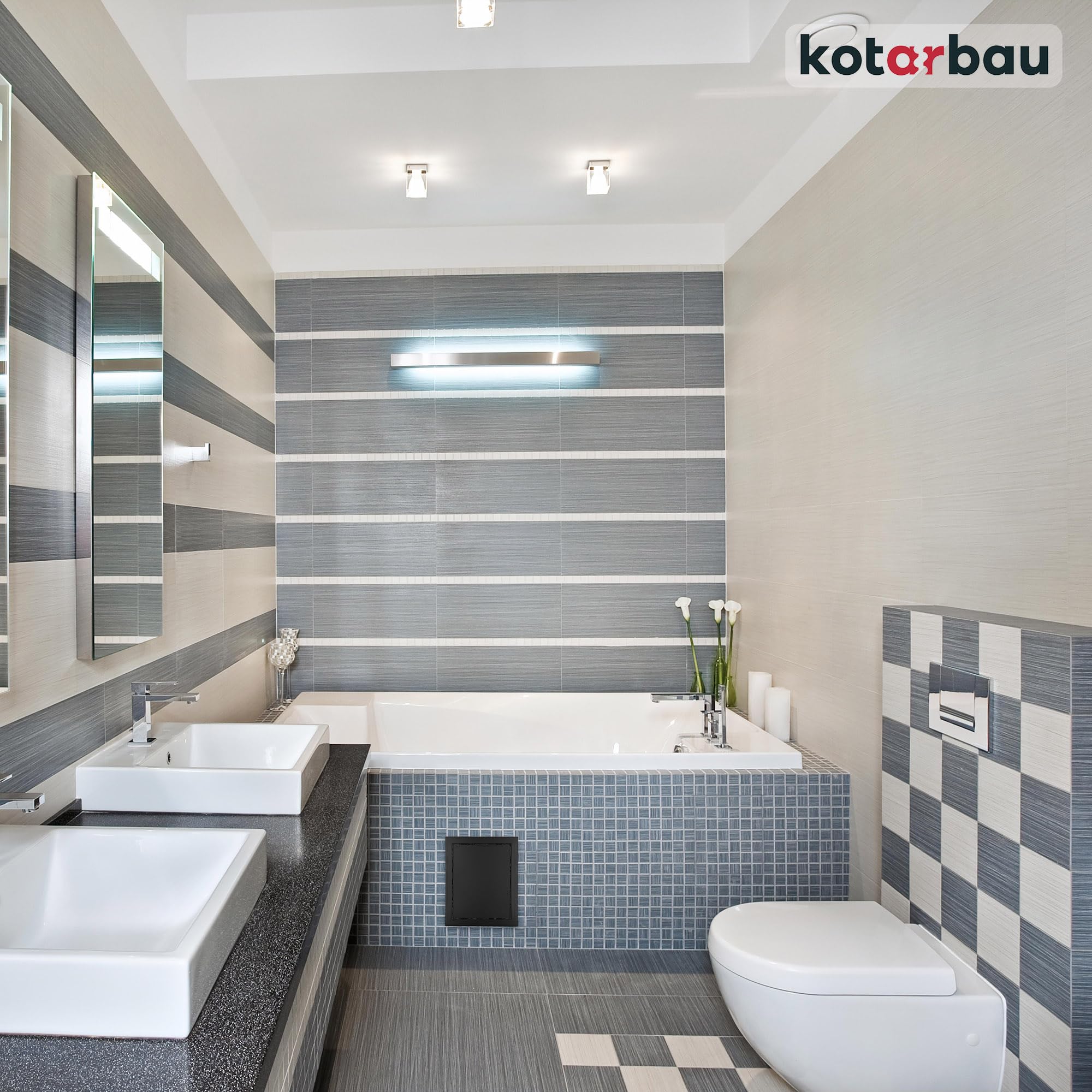 KOTARBAU® Puerta de revisión de 20 x 25 cm, para paneles de yeso, color negro, plástico, tapa de mantenimiento, tapa de revisión, tapa de servicio, puerta de revitalización