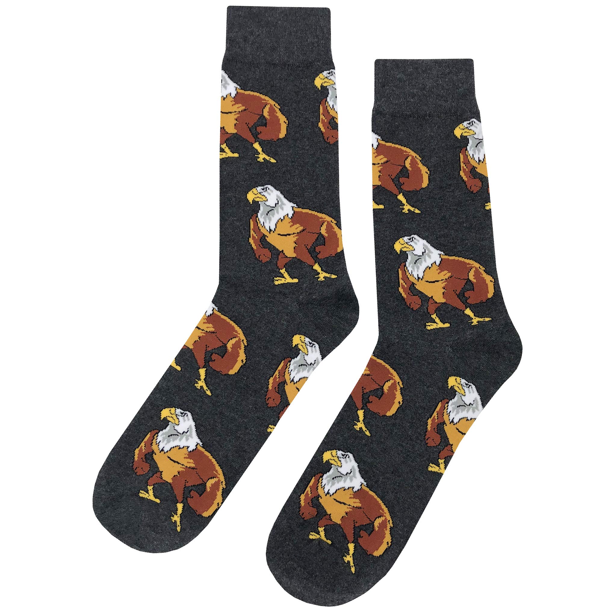 SockFlyMighty Eagle Dress Socks Funny Novelty Crazy Fun Design Men Size 8-12 Cotton Casual Crew Colorful Funky Fancy Socks Gift for Men