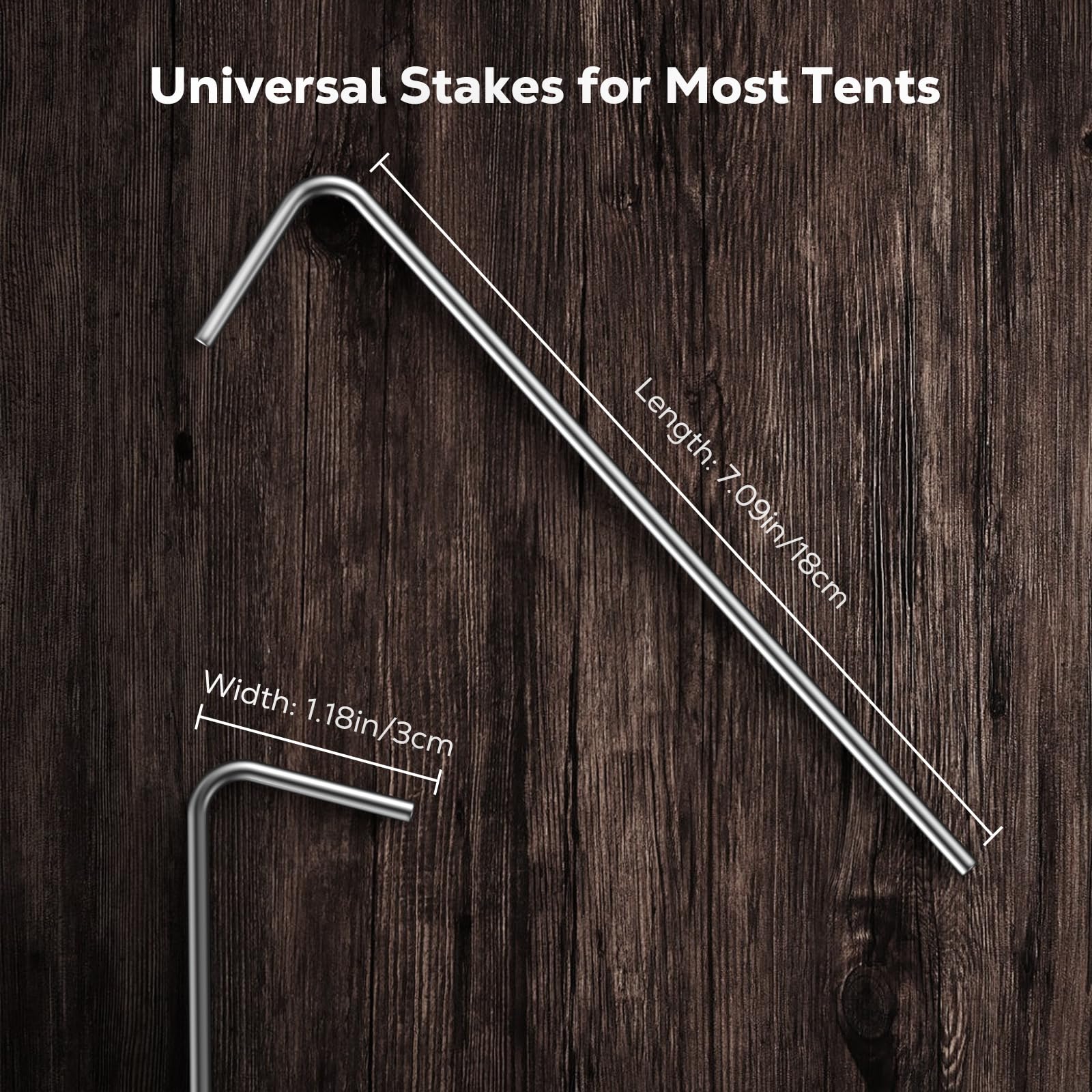 Raynesys Galvanized Tent Stakes 10 Pack, Heavy Duty Camping Stakes with Hook, 7 Inch Metal Tent Stakes, Tent Garden Stakes for Camping, Canopies, Gardening, Outdoor Decorations