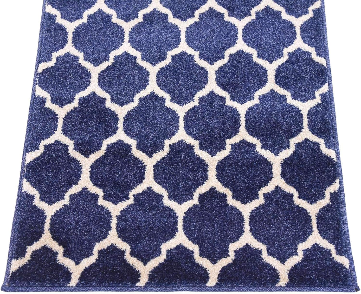 Unique Loom Trellis Collection Area Rug - Philadelphia (2' x 6' 1" Runner Dark Blue/Navy Blue)