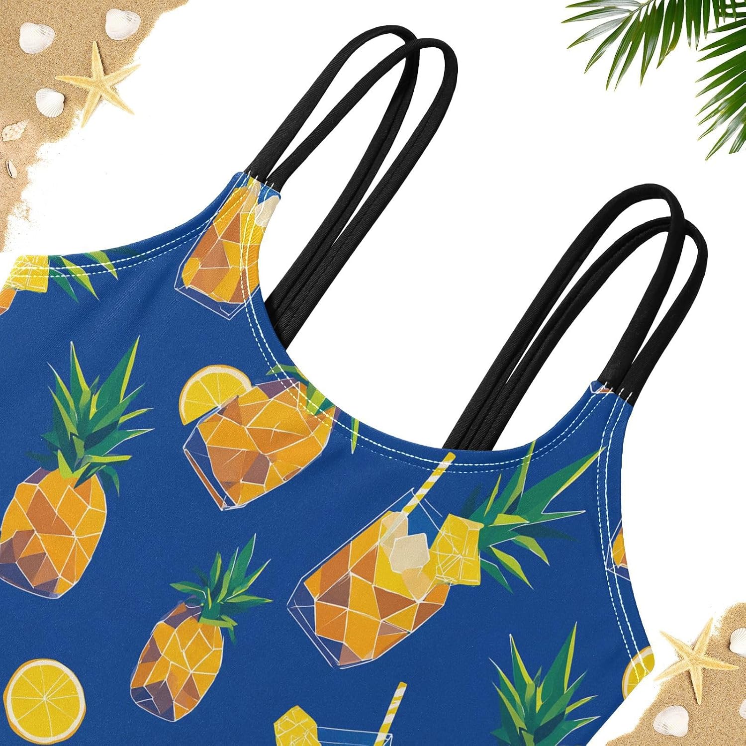 visesunny Girls Two Piece Swimsuits Pineapple Juice Pattern Girl's Bikini Sets Bathing Suits for Girls Size 5-12Y