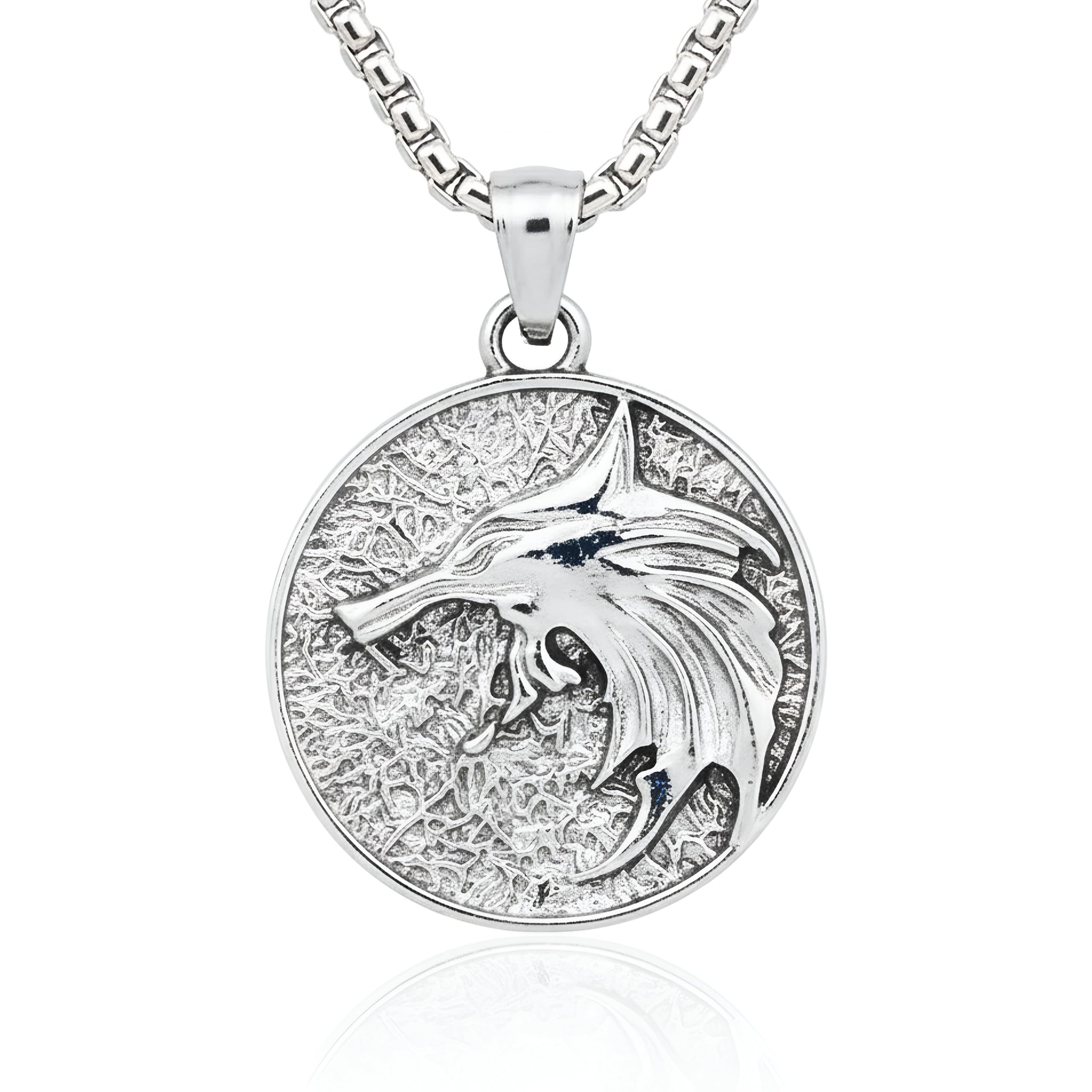 Wolf Pendant with Chain for Men & Boys | Grey Locket for Men | Berserk Pendant Necklace | Stylish Chain for Men, Boys (Grey)-image-5