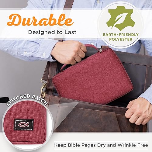 Miniatura 44 de Funda de lona para hombres y mujeres con cremallera para Biblia o libro con asa. Azul marino/Be Still