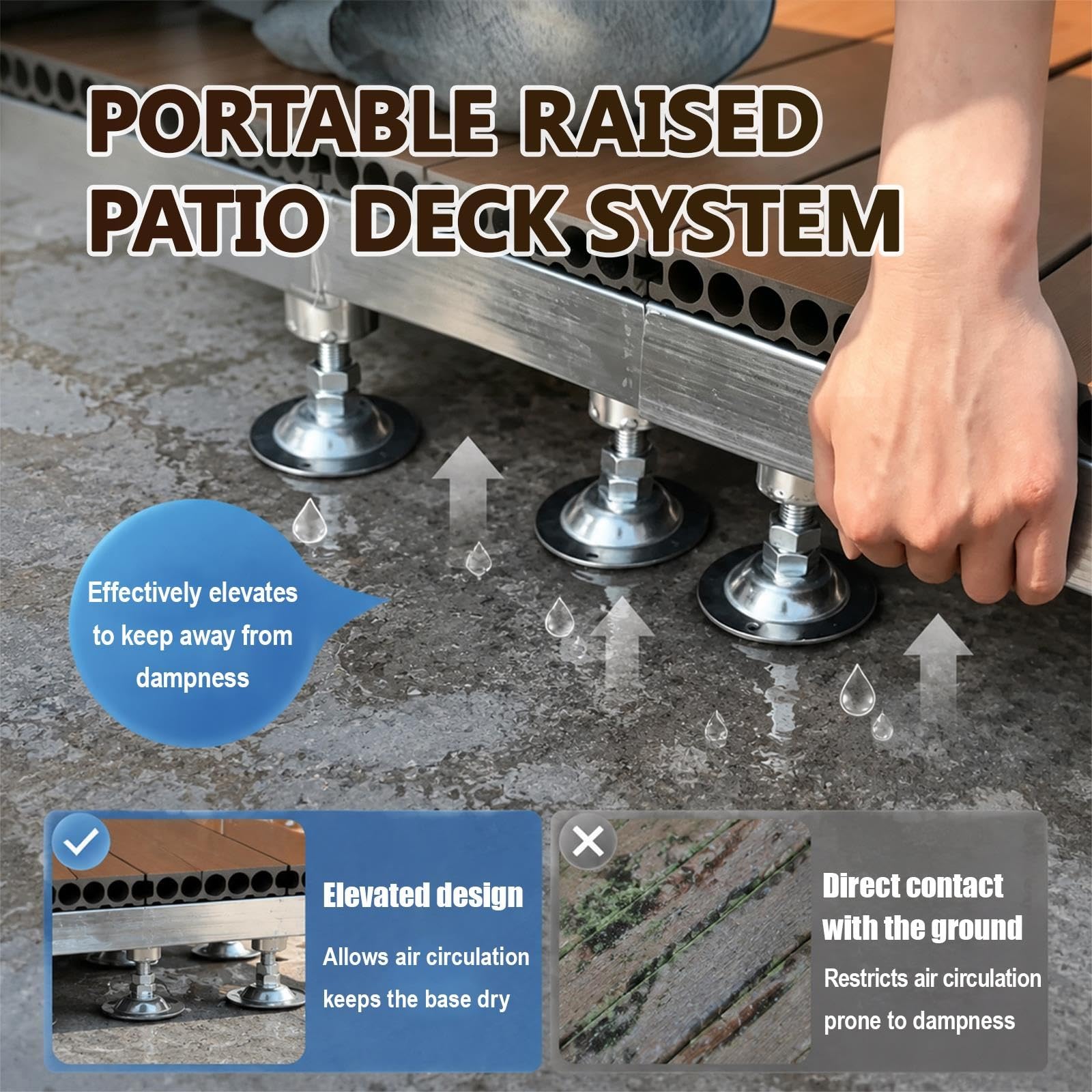Piattaforma Rialzata for Terrazza In WPC, Sistema Modulare Prefabbricato