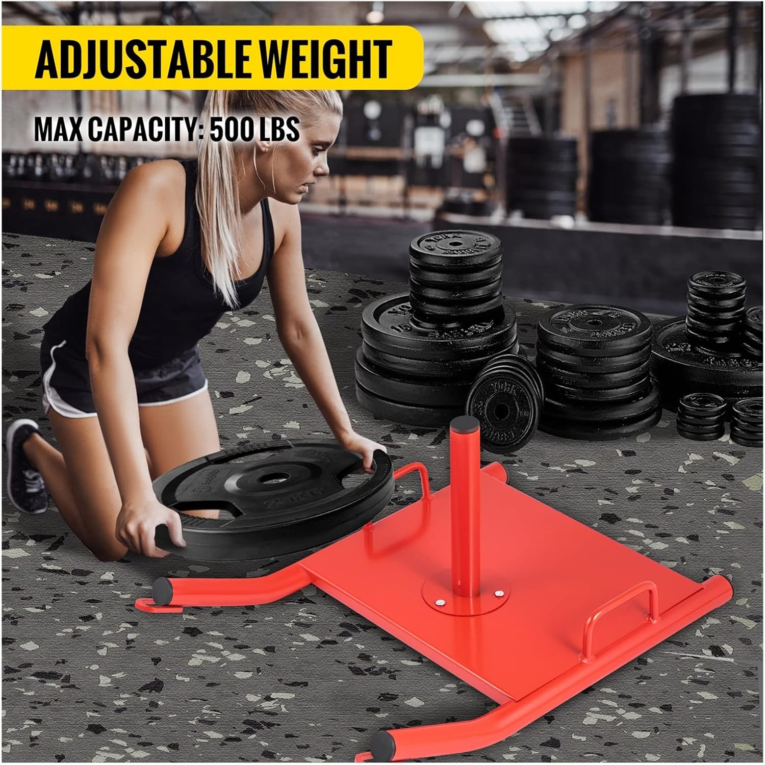 Weight Sled Power Speed Sled W/Adjustable Shoulder Harness Strength Training Running Football Fitness Max Capacity 500LBS