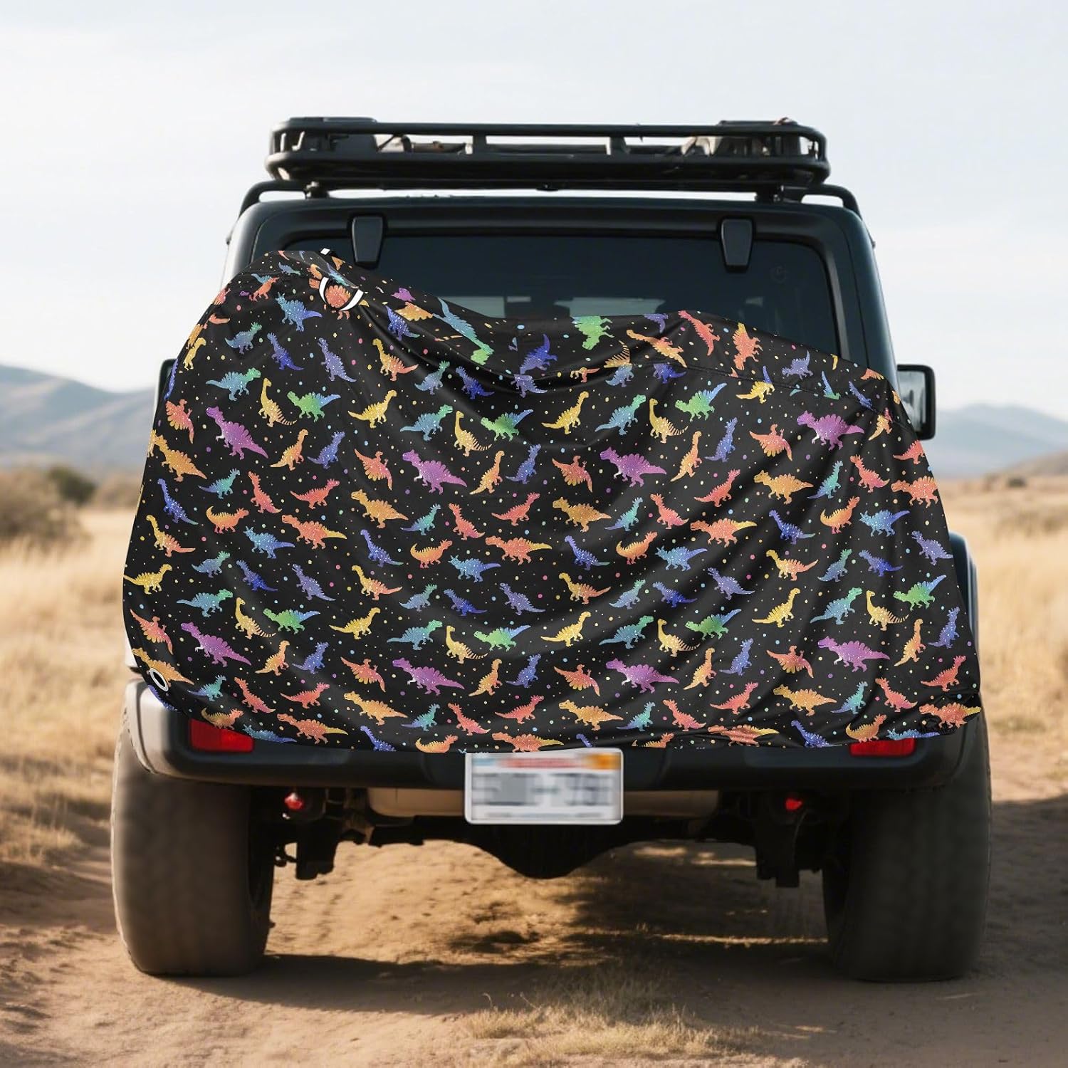 ALAZA Rainbow Dinosaur Dino Polka Dots Bike Cover Waterproof Outdoor Ebike Bicycle Covers Tarp Protection for 1/2 Bikes, Sun UV Dust Wind Proof